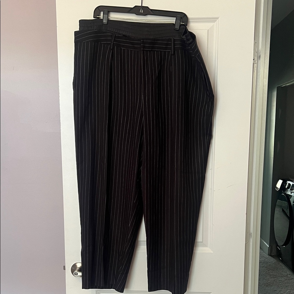 Eloquii Black Pinstripe Wide Leg Pants